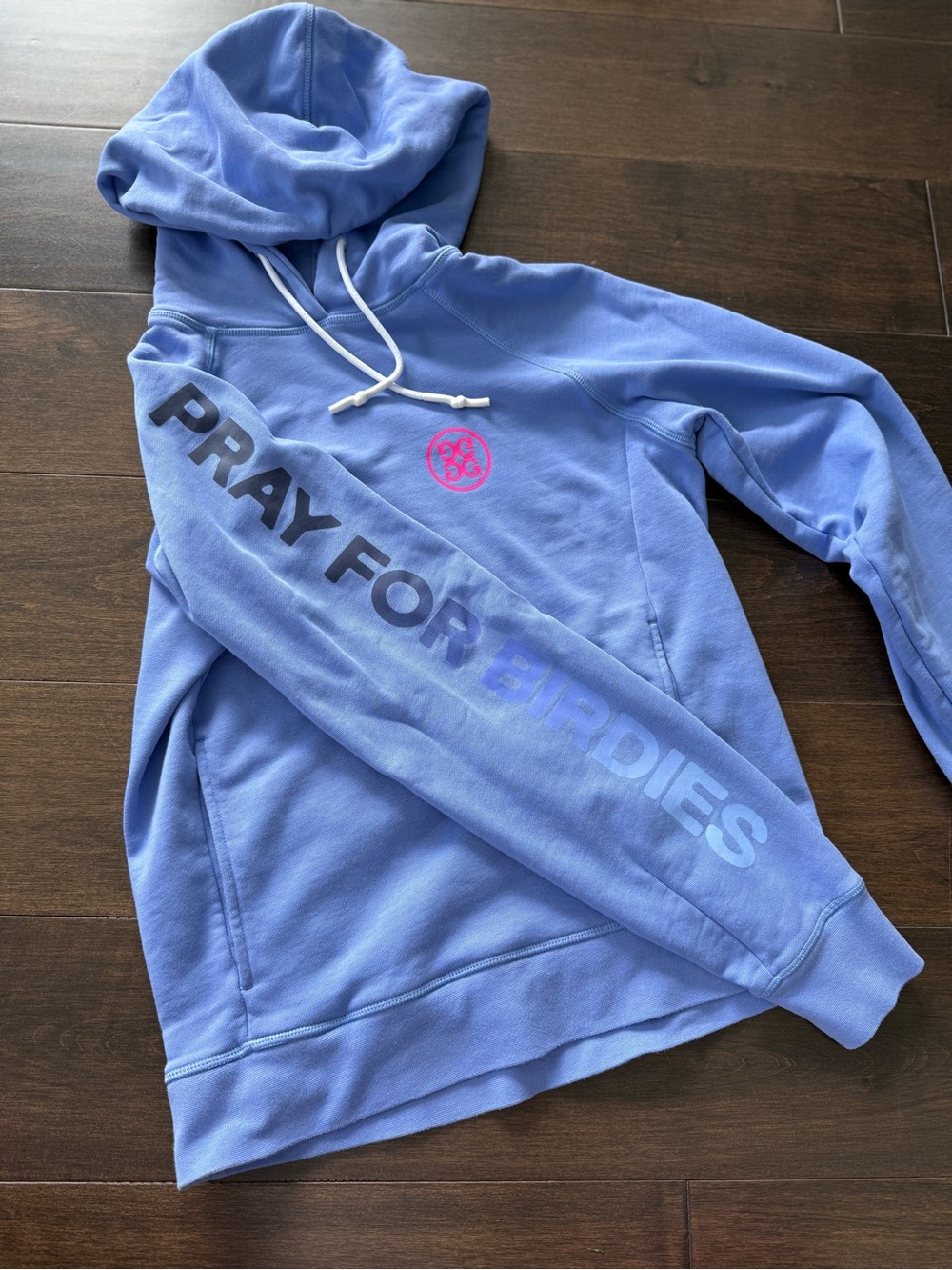 G/FORE Periwinkle Pullover Hoodie with Pink Logo - Women - Picture 5 of 5